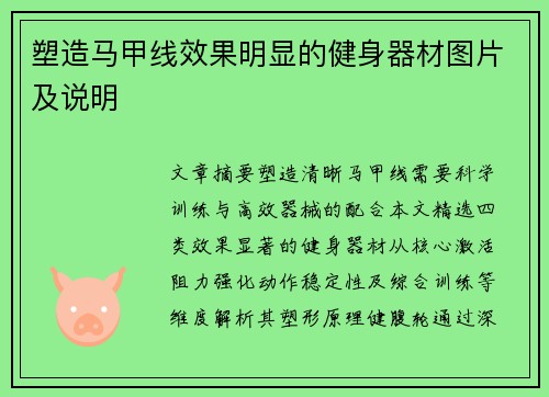 塑造马甲线效果明显的健身器材图片及说明